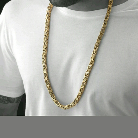 Heavy Mens Gold Stainless Steel 8mm 